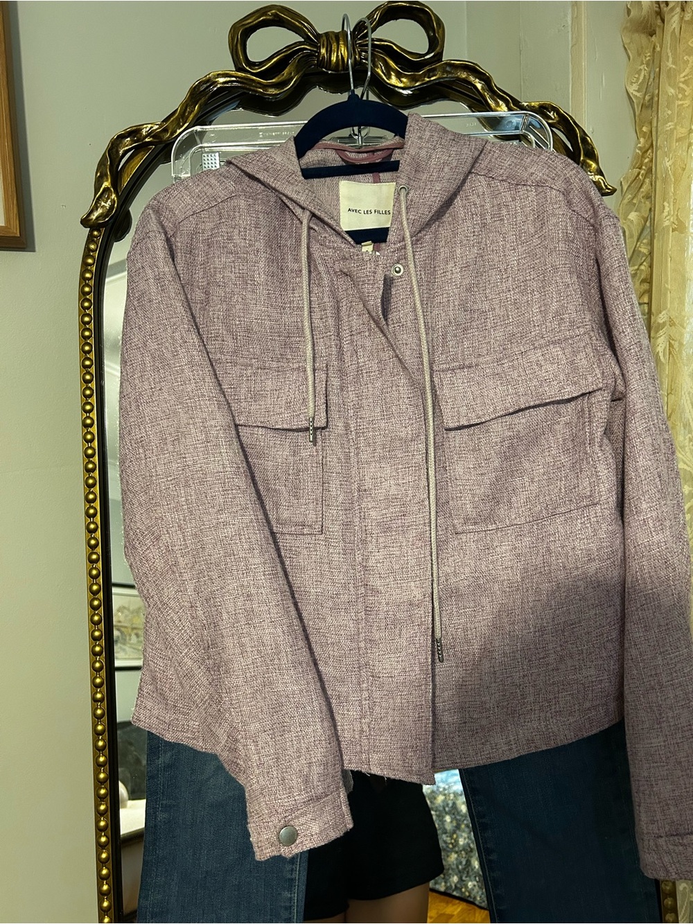 Avec Les Filles Lightweight Lavender Hooded Jacket